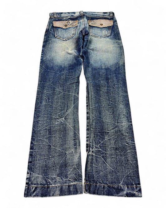 2000's Rna Inc. Japanese Archive Straight/Bootcut Jeans *very rare 33x32 (M) - Lennys Vintage