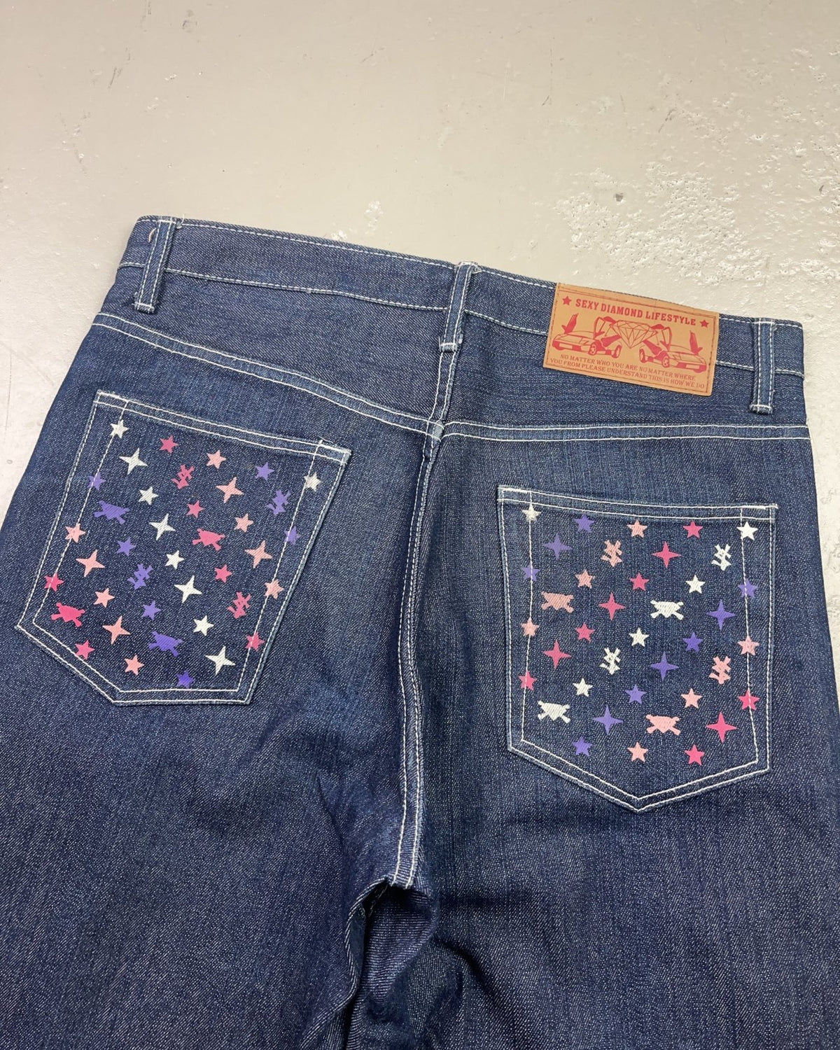 2000's Sexy Diamond Japanese Baggy Jeans *rare 35x36 (XL) - Lennys Vintage