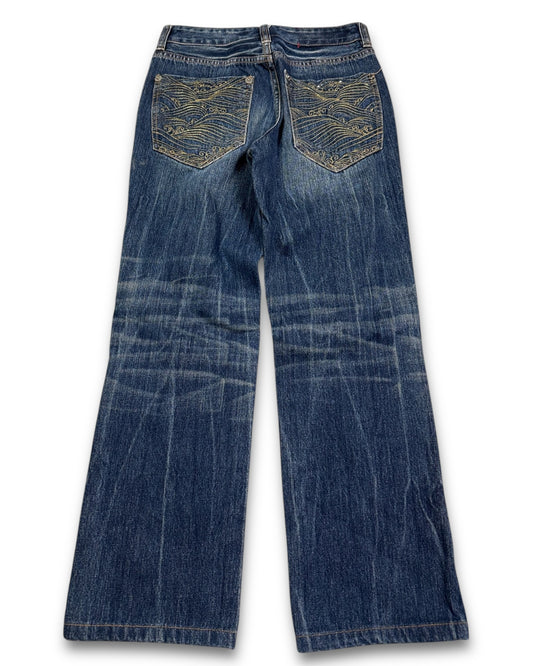 2000's Big Train Straight/Baggy Japanese Jeans *very rare 26x28 (XS)