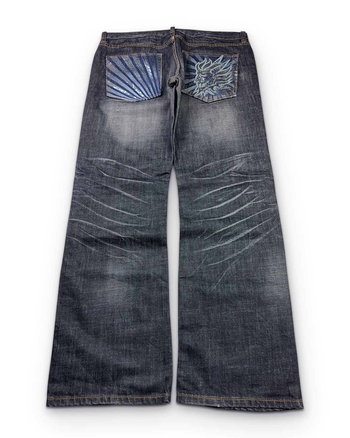 2000's Oniarai Japanese Baggy/Bootcut Jeans *rare 38x34 (XXL)