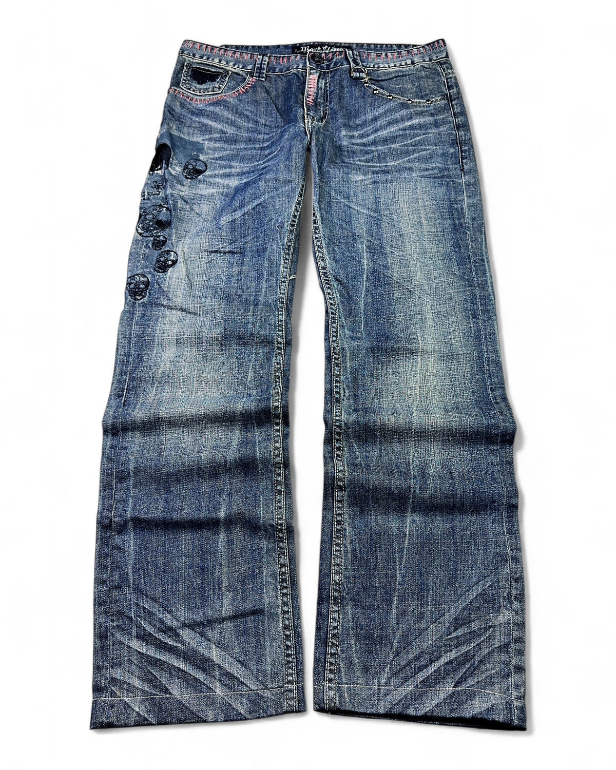 2000's Skull Japanese Baggy Jeans *rare 34x30 (L)