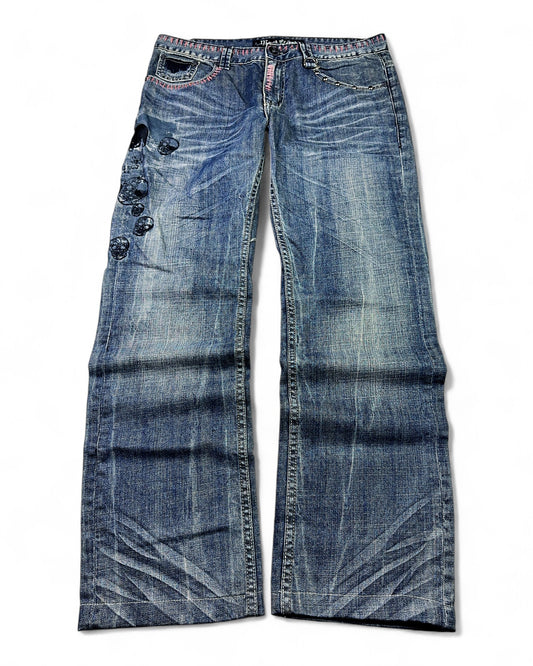 2000's Skull Japanese Baggy Jeans *rare 34x30 (L)