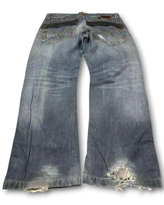 2000's Tough Jeansmith Straight/Baggy Japanese Jeans *rare 38x30 (XXL)