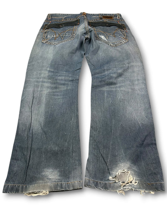 2000's Tough Jeansmith Straight/Baggy Japanese Jeans *rare 38x30 (XXL)