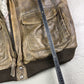 1980's Fighter Squadron Graphic Leather Bomber Jacket *extremely rare (L)