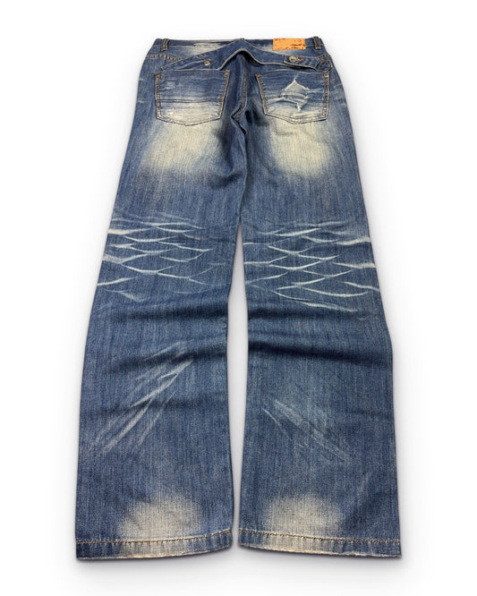 2000's Washed Buckle Baggy Jeans * 31x32 (M)