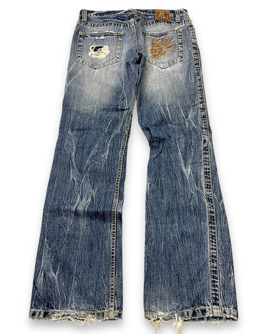 2000‘s Oniarai Japanese Baggy/Straight Jeans *very rare 32x32