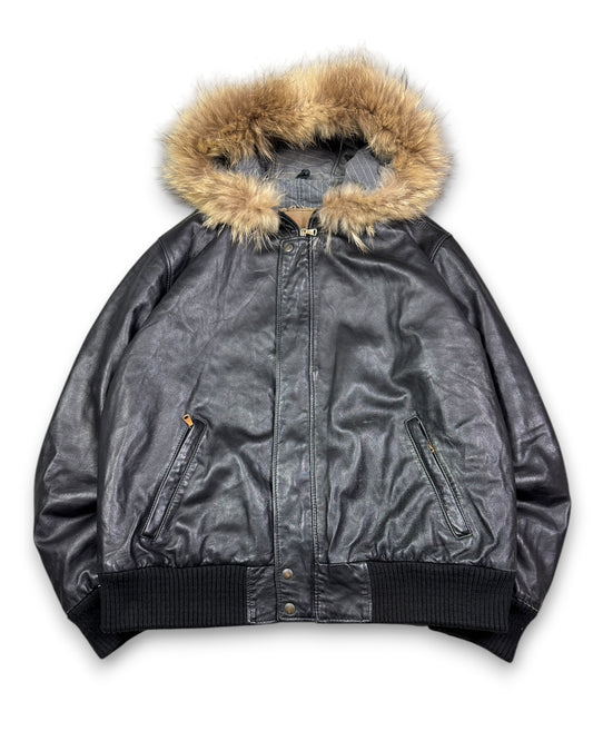 2000's Break Through Leather Fur Jacket Women's *very rare (XL)