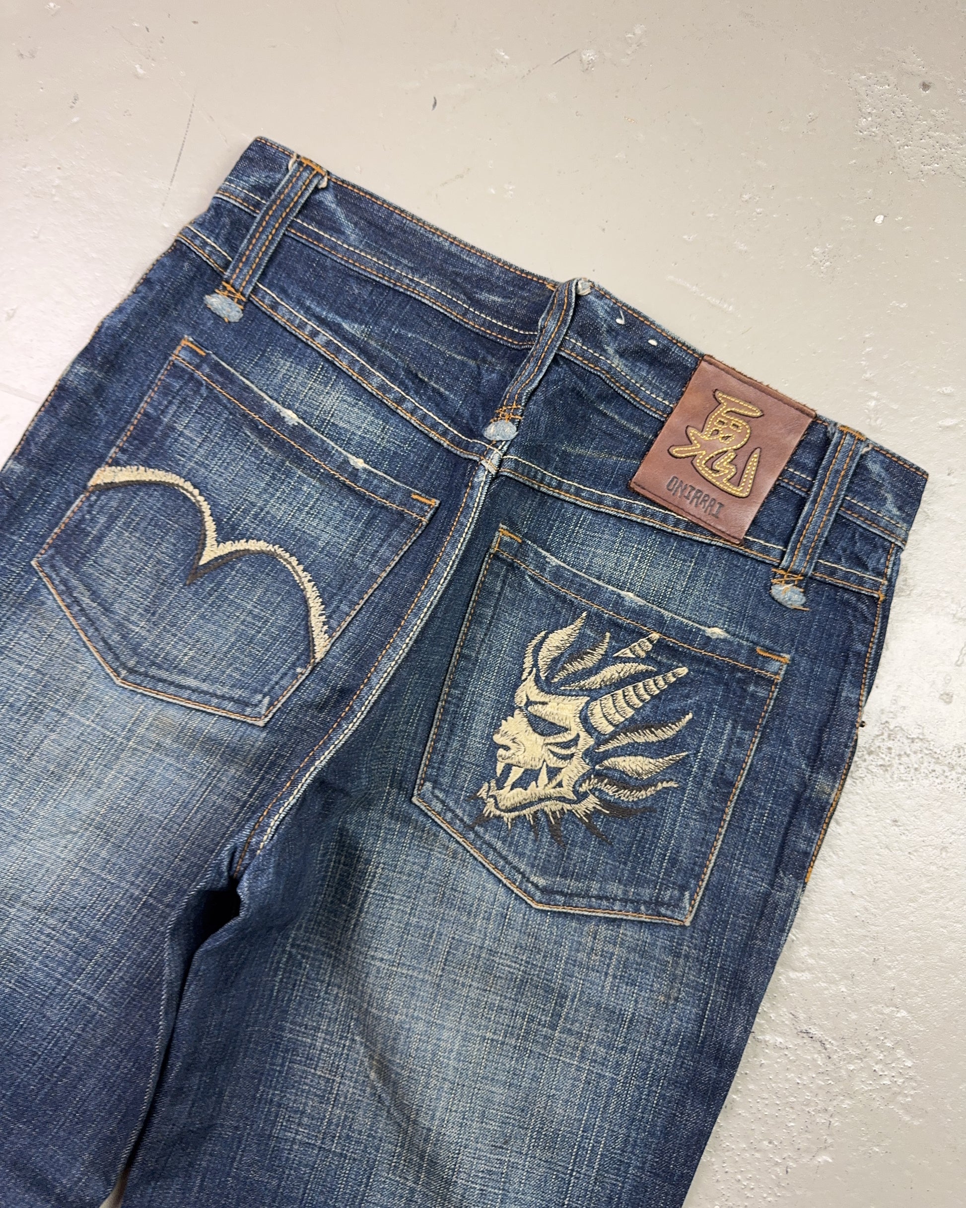 2000's Oniarai Japanese Straight/Baggy Jeans *rare 32x34 (M)