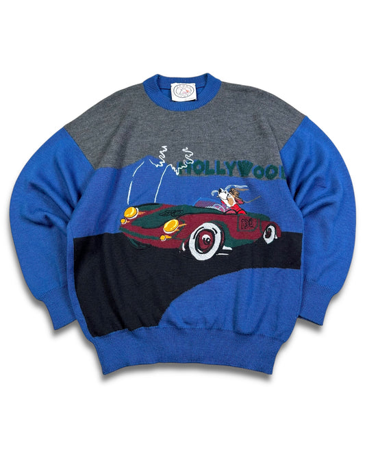 1990‘s Iceberg James Dean Hollywood 100% Wool Knit Sweater made in Italy *extremely rare (XL)