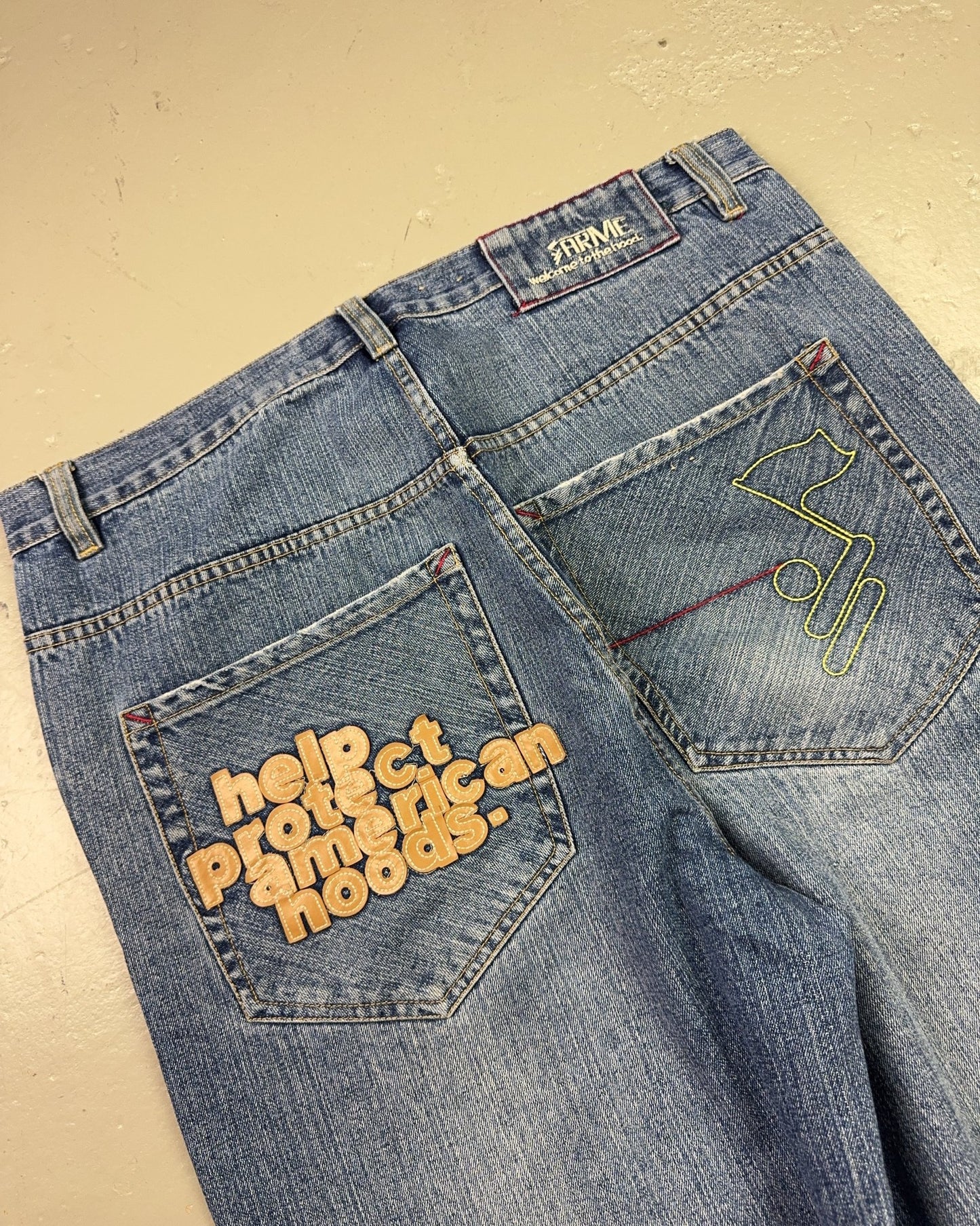 2000's Welcome to the hood Hip Hop Baggy Jeans *very rare 38x34 (XXL)