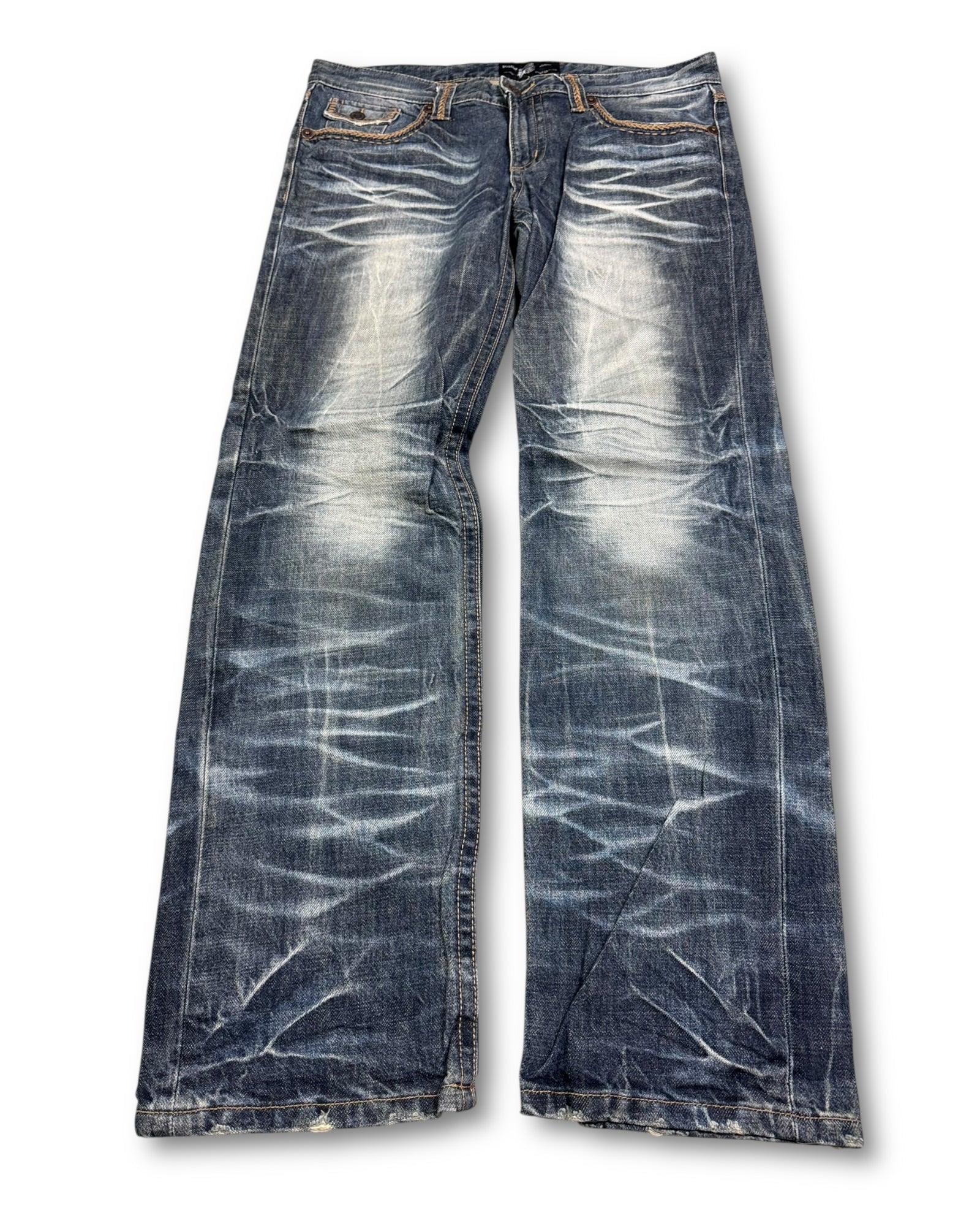 2000's Bobson Japanese Archive Baggy/Straight Jeans *extremely rare 36x32 (XL)