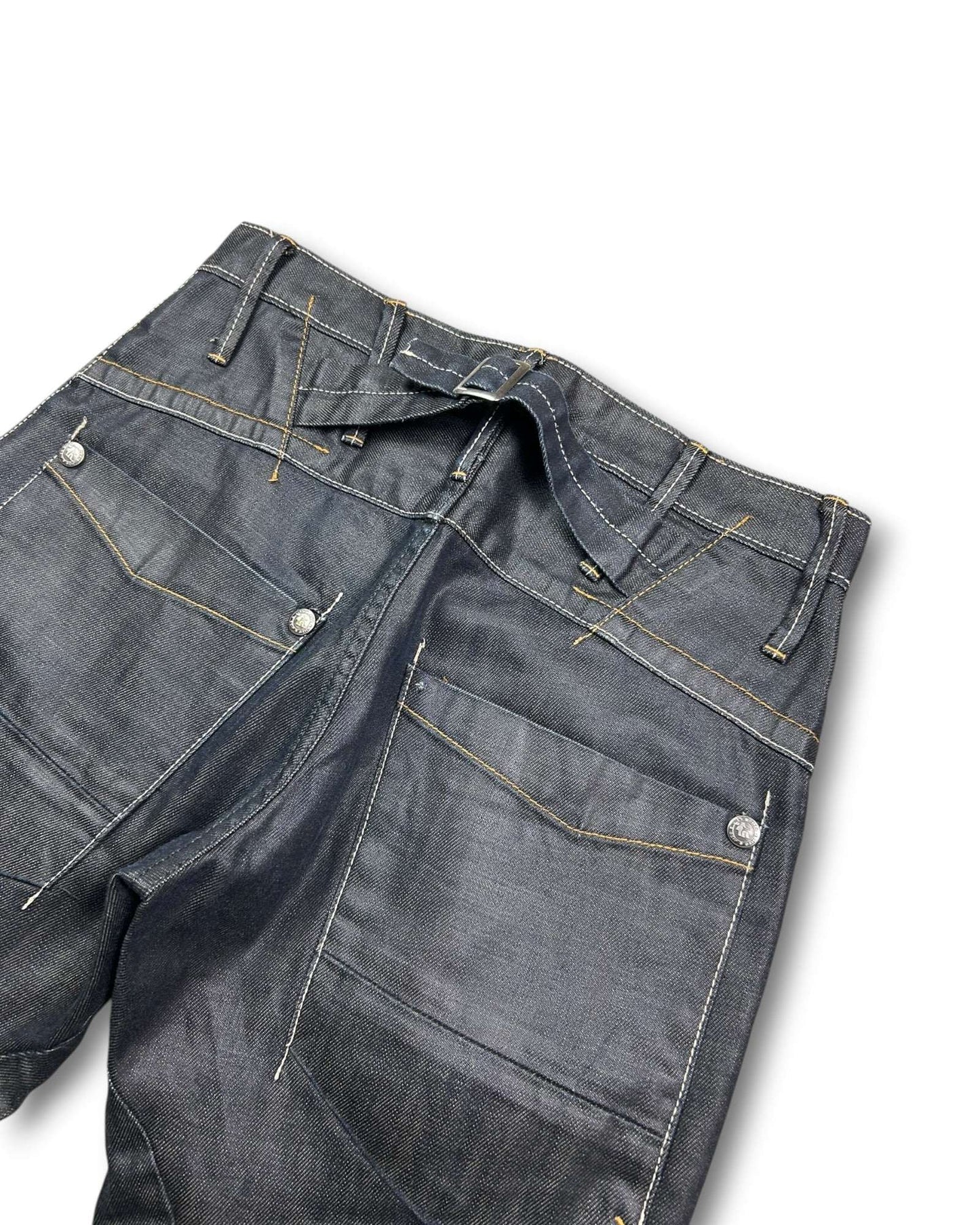 2000's Jizo Straight Japanese Archive Waxed Jeans *very rare 30x30 (M)