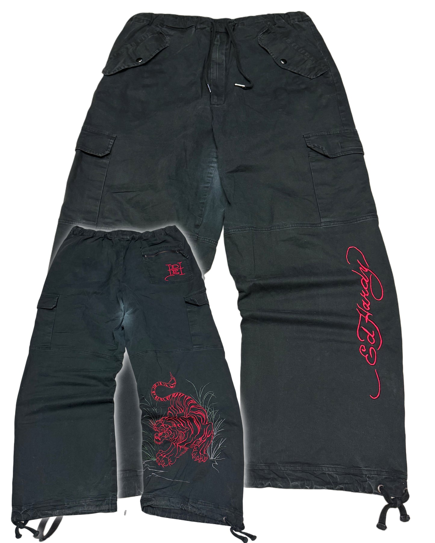 Y2K Ed Hardy Baggy Parachute Pants *selten 32x30