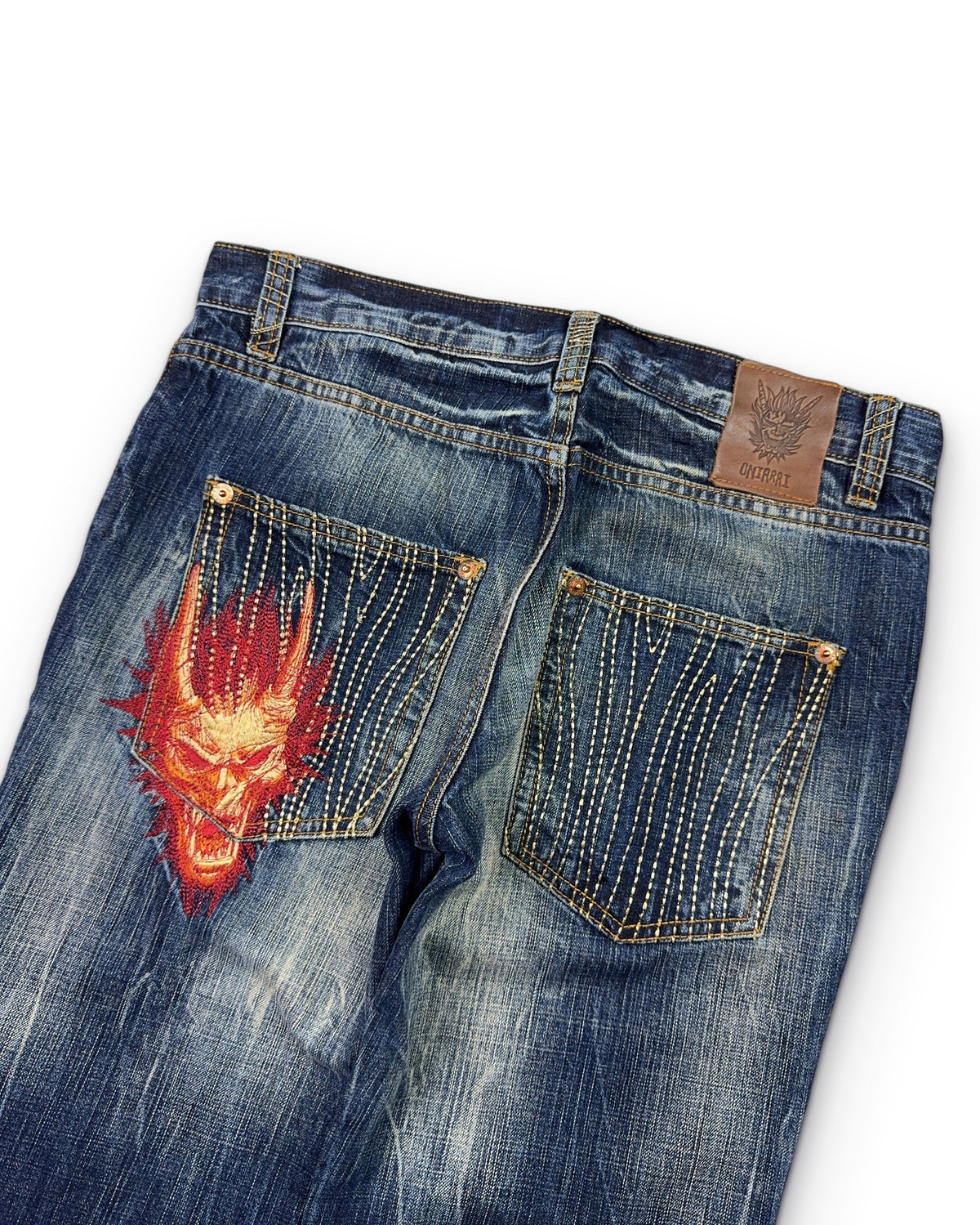 2000's Oniarai Japanese Straight/Bootcut Jeans *rare 32x34 (M)