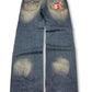 2000's V-blue Japanese Slim/Straight Jeans *rare 36x32 (XL)