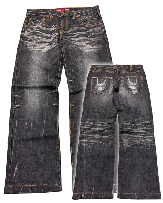 2000‘s Oniarai Japanese Baggy/Straight Jeans *very rare 32x29