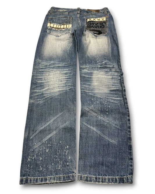 2000's Qilianshi Straight/Baggy Japanese Style Jeans *rare 32x32 (M)