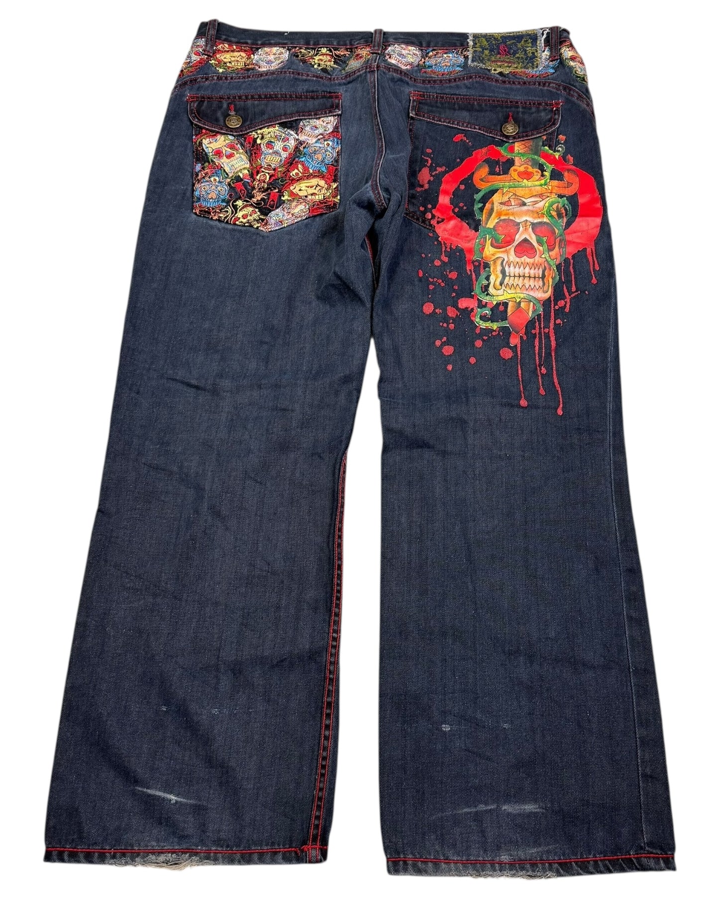 2000‘s Kanji Japanese Baggy Jeans *very rare 42x32