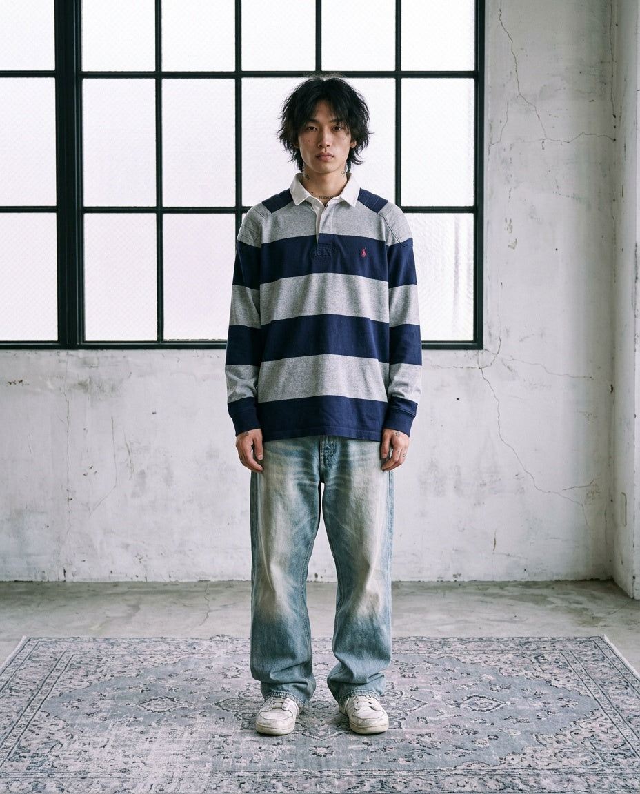 Model wearing Ralph Lauren Rugby Sweater L