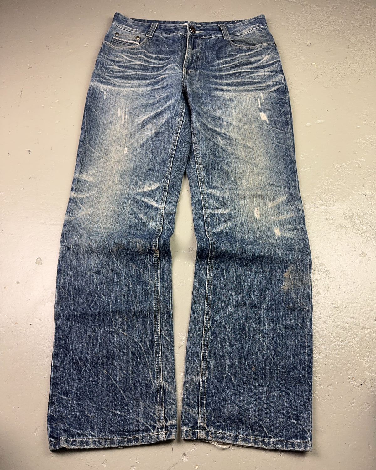 2000's Invisible Premium Jeans Brand Japanese Archive Straight/Baggy Jeans *very rare 35x34 (XL)