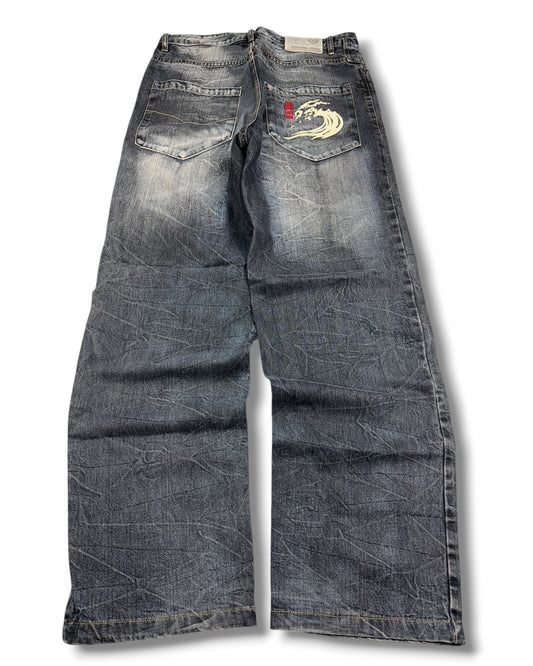2000's Wave Japanese Baggy Jeans *rare 30x32 (M)