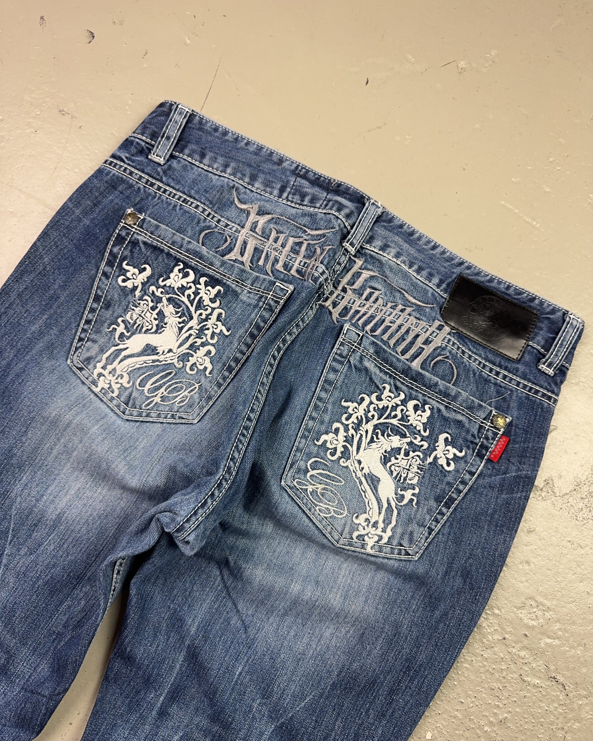 2000's Green Horse Japanese Slim/Straight Jeans *rare 33x30 (M)