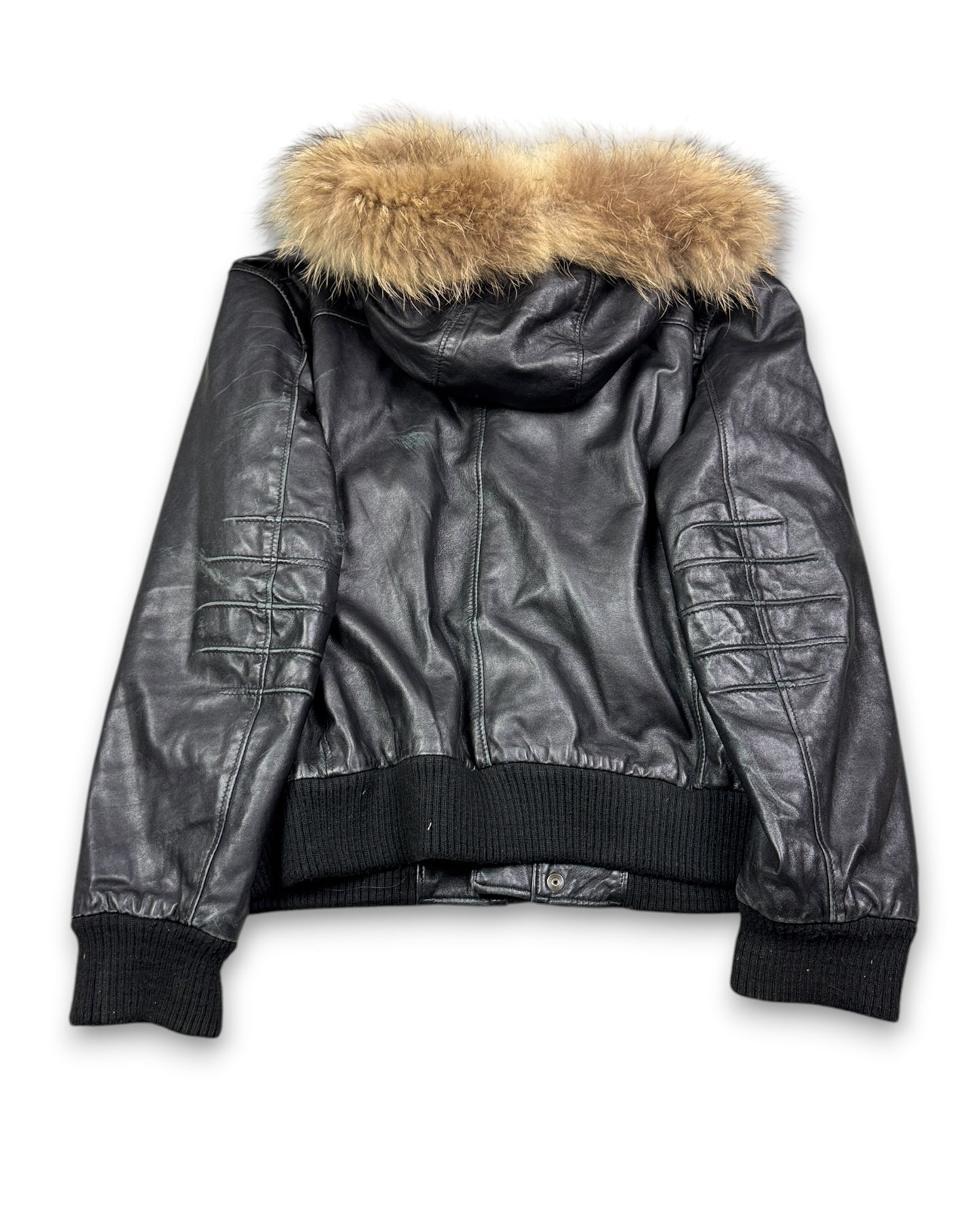 2000's Break Through Leather Fur Jacket Women's *very rare (XL)