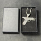 Iced Pistol Pendant Necklace