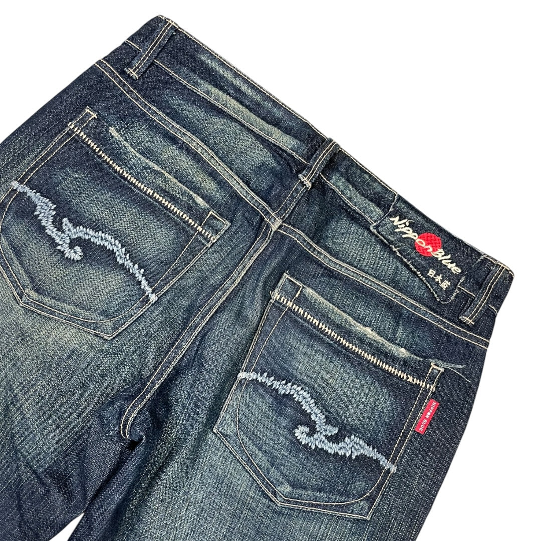 2000‘s Nippon Blue Japanese Baggy/Straight Jeans *very rare 30x32
