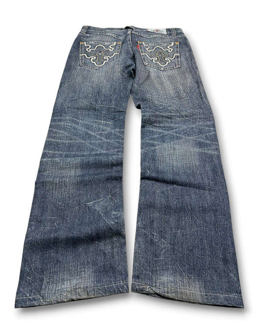 2000's Bobson Straight/Baggy Japanese Jeans *rare 34x32 (L)