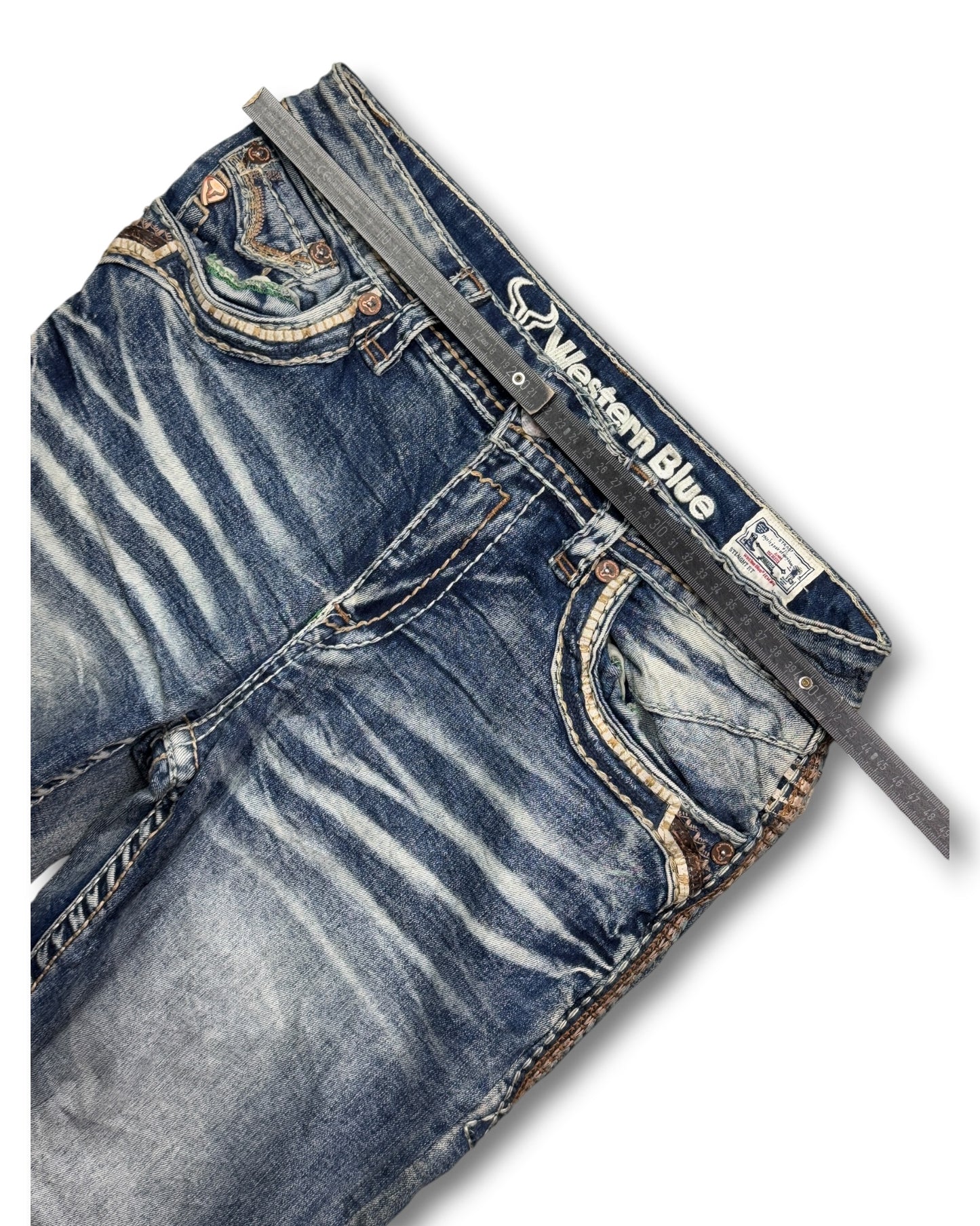 2000's Western Blue Straight Jeans *rare 32x30 (M)