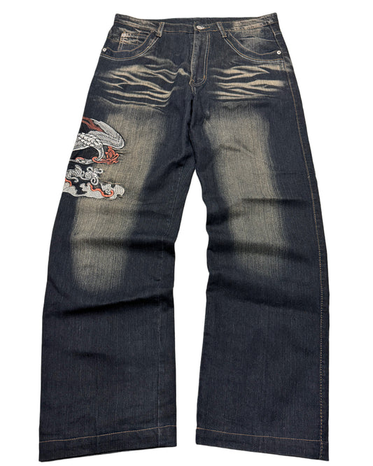 Y2K Win-Top Japanese Style Baggy Jeans 34x32