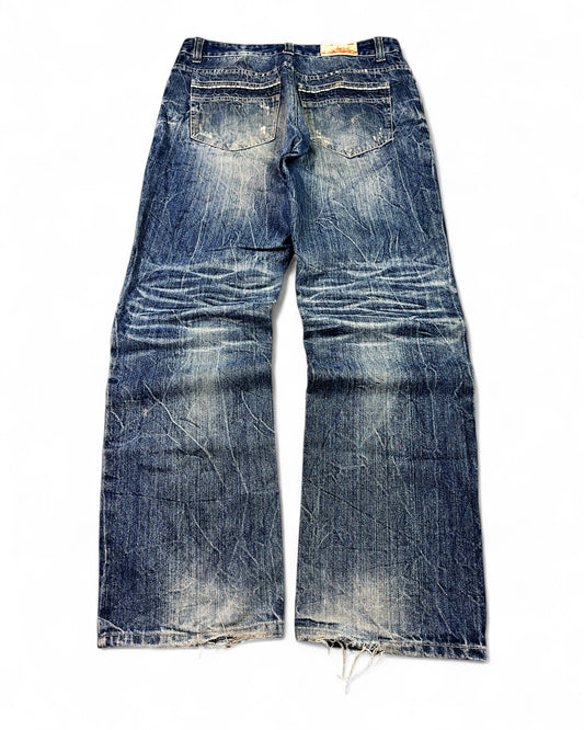 2000's Invisible Premium Jeans Brand Japanese Archive Straight/Baggy Jeans *very rare 35x34 (XL)