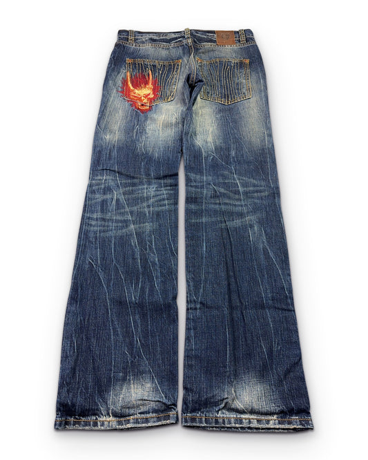 2000's Oniarai Japanese Straight/Bootcut Jeans *rare 32x34 (M)