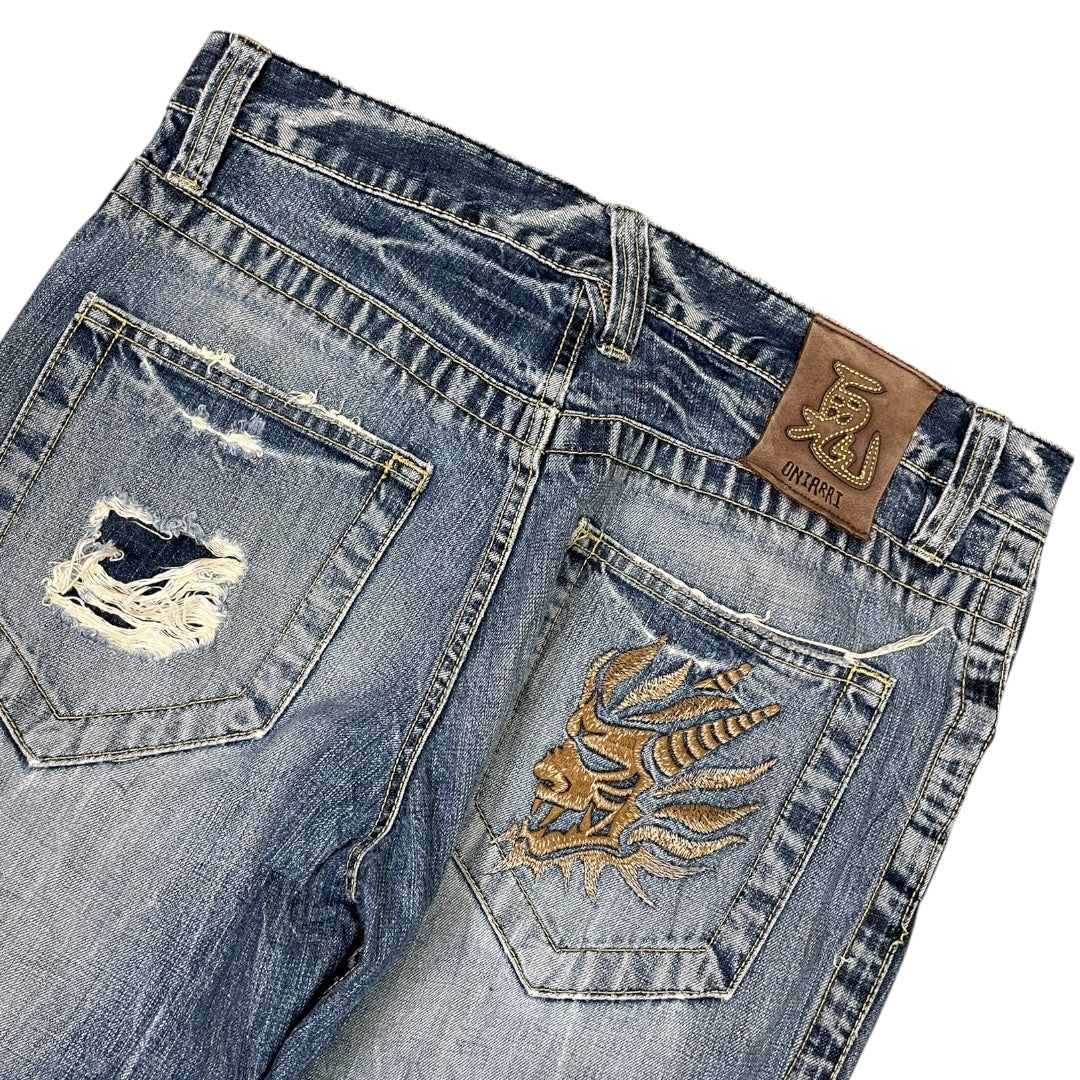 2000‘s Oniarai Japanese Baggy/Straight Jeans *very rare 32x32