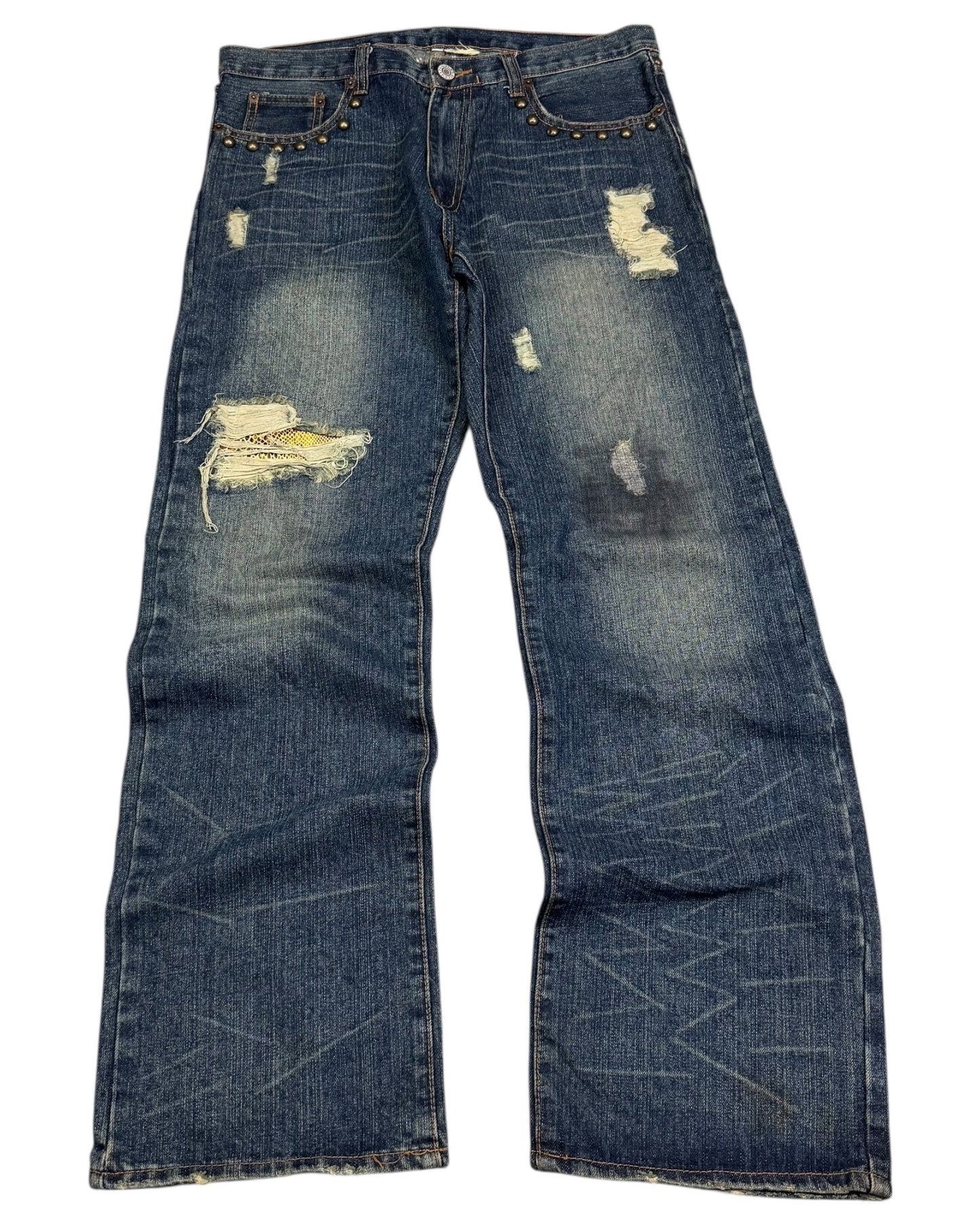 2000‘s Pure Blue Japanese Archive Baggy Jeans *very rare 32x32