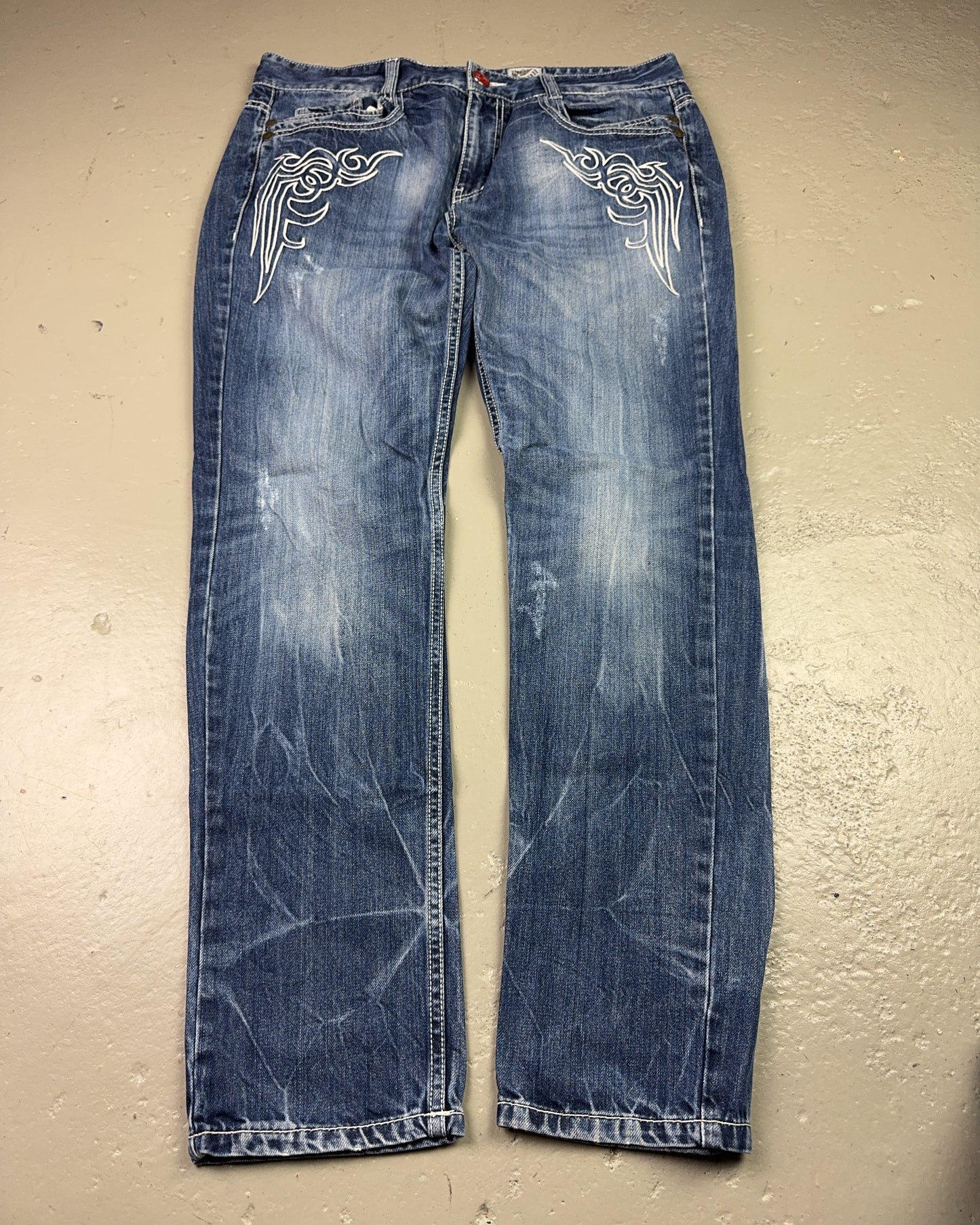 2000's Green Horse Japanese Slim/Straight Jeans *rare 33x30 (M)