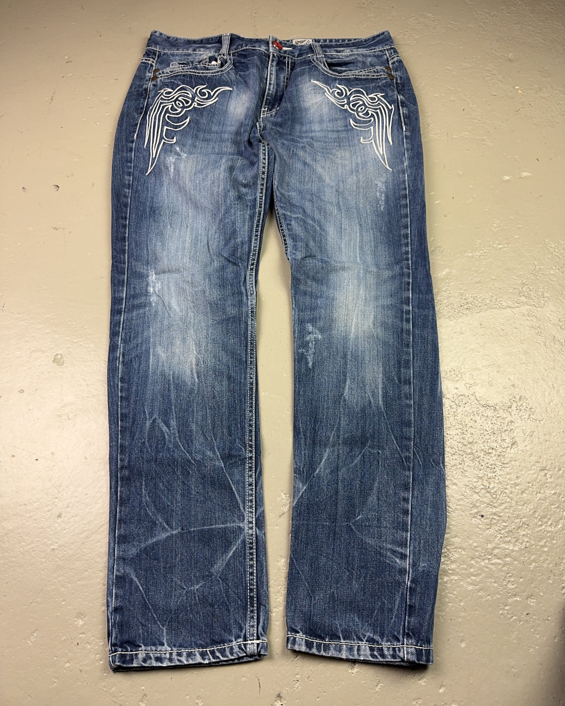 2000's Green Horse Japanese Slim/Straight Jeans *rare 33x30 (M)