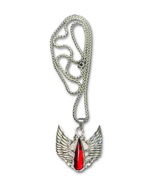 Winged Blood Stone Stainless Steel Necklace