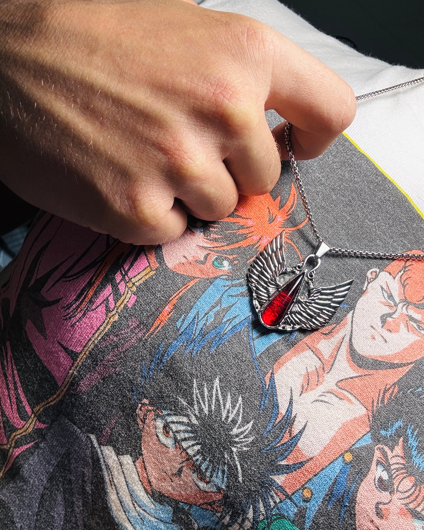Winged Blood Stone Stainless Steel Necklace