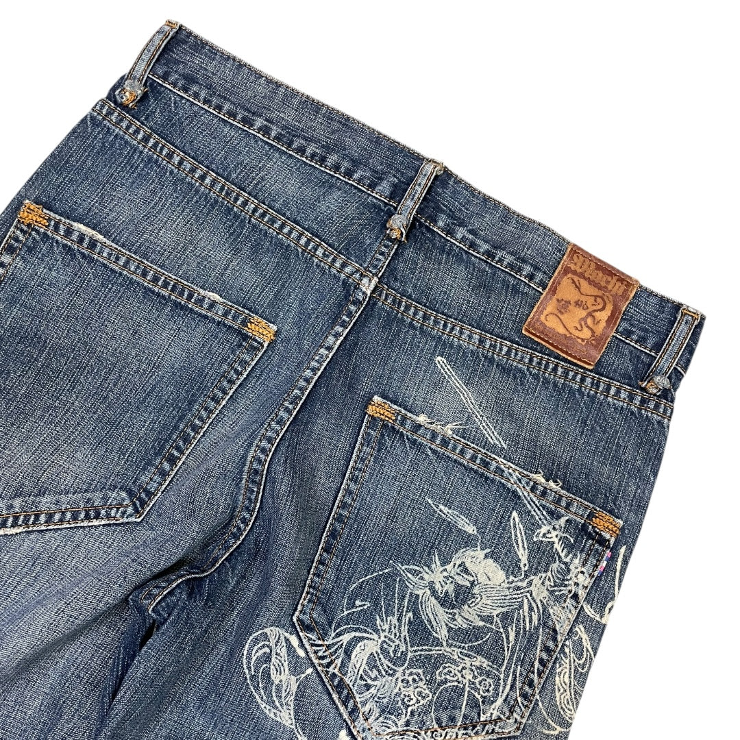 2000‘s Machi Japanese Baggy Jeans „limited f*cking edition“ *very rare 31x34