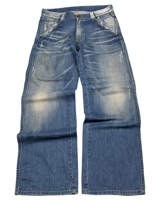 2000‘s Blue Boy Hip Hop Heavy Denim Baggy Jeans *rare 34x32