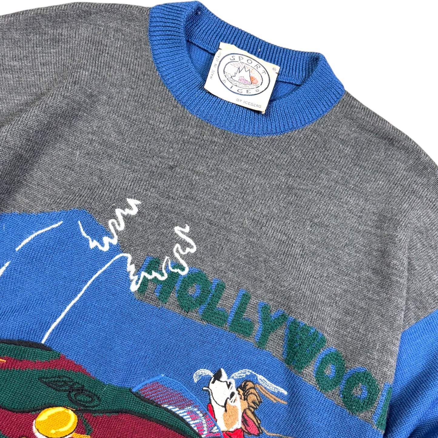 1990‘s Iceberg James Dean Hollywood 100% Wool Knit Sweater made in Italy *extremely rare (XL)