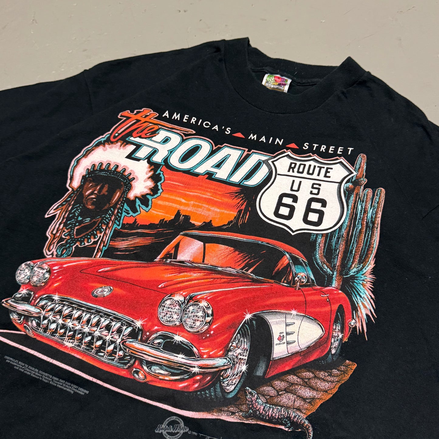 1995 Ralph White Route 66 Single Stitch Shirt *very rare (XL)