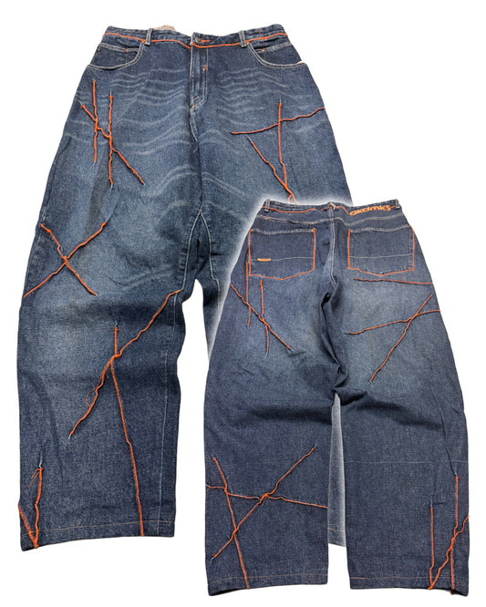 2000‘s Akademiks Hip Hop Baggy Heavy Denim Jeans *very rare 34x33