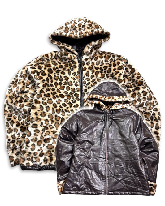 2000’s Leo Faux Fur Reversible 2in1 Jacket Women’s *rare (M)