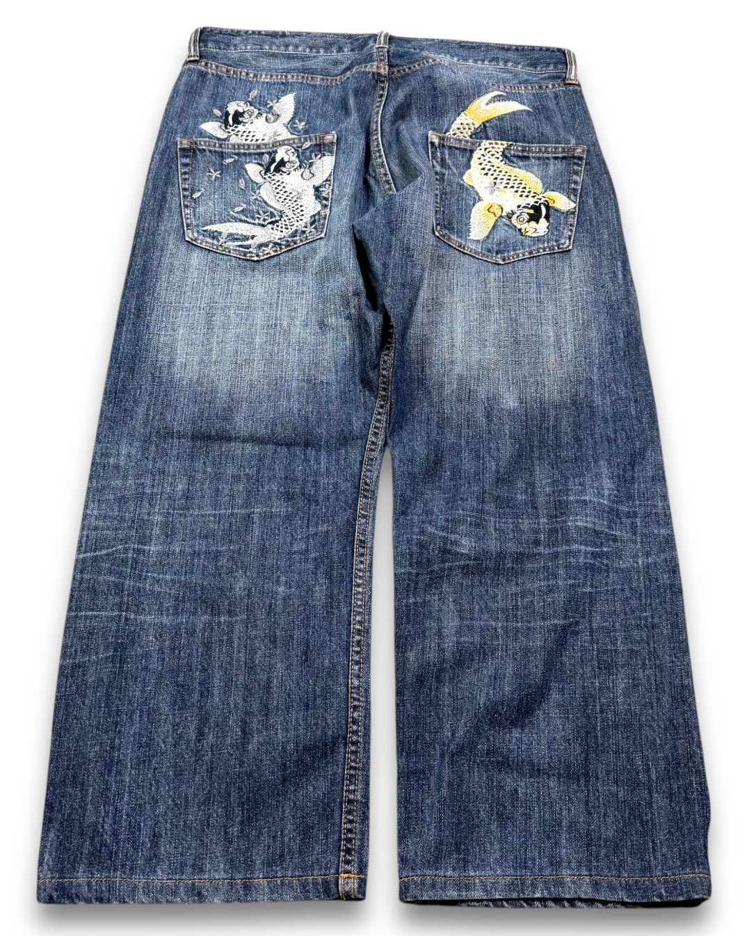 2000’s Japanese Koi Baggy Jeans *very rare 36x28
