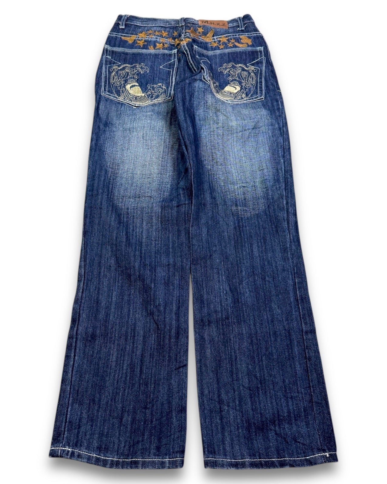 2000’s M.H.X.Z Embroidered Straight/Baggy Jeans 28x32