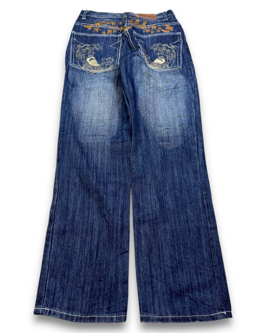 2000’s M.H.X.Z Embroidered Straight/Baggy Jeans 28x32